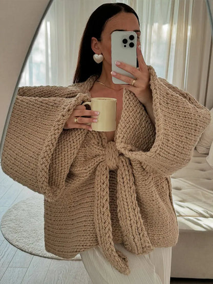 Cozy Bow Knit Pullover Sweater