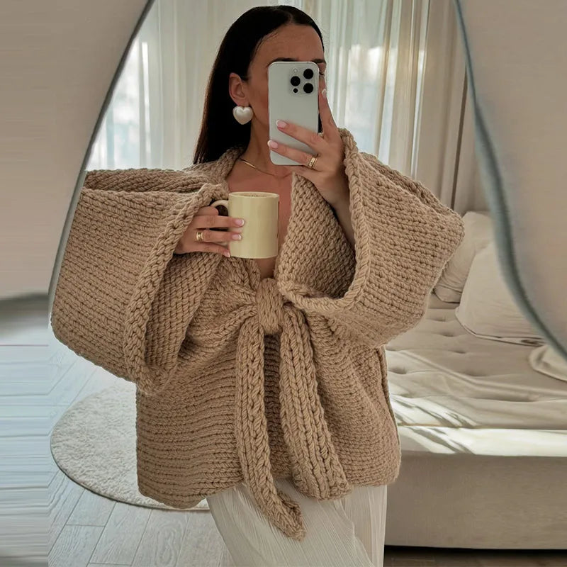 Cozy Bow Knit Pullover Sweater